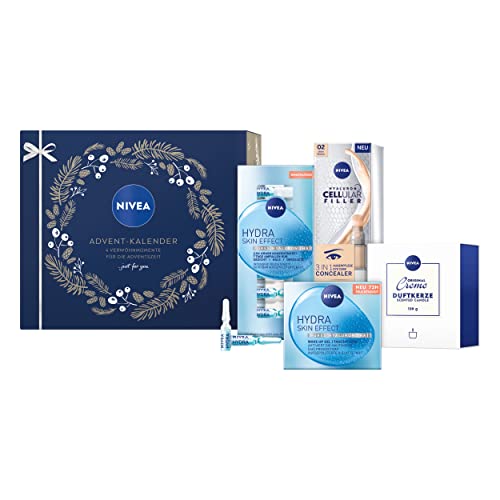 NIVEA Advent-Kalender 2022 mit 4 Türchen, Weihnachtskalender mit 4 Verwöhnmomenten für die Adventszeit, Adventskalender mit Pflegeprodukten & Accessoires