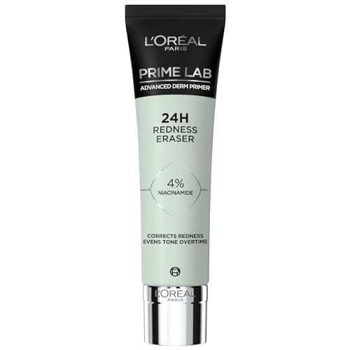 L'Oréal Paris Redness Eraser Primer, Basis für ein langanhaltendes Make-up, Sofort kaschierte Rötungen, Bis zu 24h Halt, Prime Lab Advanced Derm Primer, 30 ml