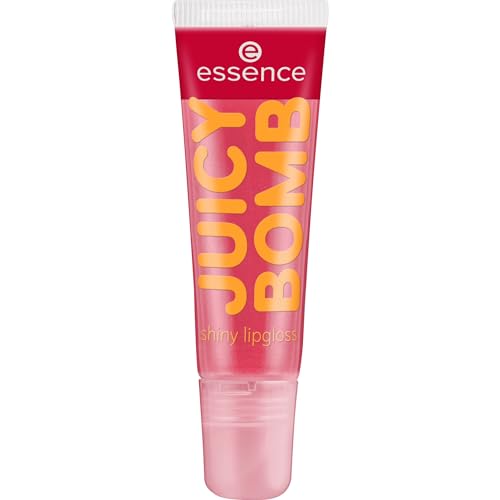 essence cosmetics JUICY BOMB shiny Lip Gloss, Nr. 04 Crazy Cherry, rot, strahlend frisch, glänzend, vegan, ohne Alkohol, ohne Konservierungsstoffe (10ml)