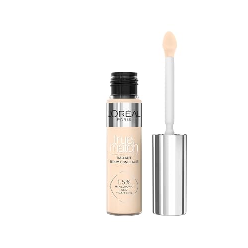 L'Oréal Paris Concealer für ein natürliches Strahlen, Feuchtigkeitsspendend und aufpolsternd, Gesichts Make-Up mit Hyaluronsäure und Koffein, True Match Radiant Serum Concealer 1.5N, 11 ml