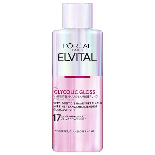 L'Oréal Paris Elvital Glycolic Gloss 5 Minuten Haar-Laminierung für glanzloses und stumpfes Haar, Glossing zum Verbessern der Haarqualität und für mehr Glanz, Haarversieglung mit Glykolsäure, 200ml