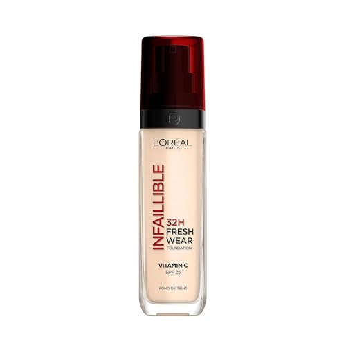 L'Oréal Paris Make-up, Wasserfest und langanhaltend, Flüssige Foundation mit LSF 25, Infaillible 32H Fresh Wear Make-up, Nr. 10 Neutral Light, 30 ml