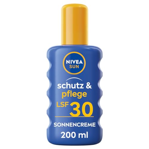 NIVEA SUN Schutz & Pflege Sonnenspray LSF 30 (200 ml), Sonnencreme Spray für 48h Feuchtigkeit, sofortiger Sonnenschutz mit hochwirksamem UVA/UVB-Filtersystem