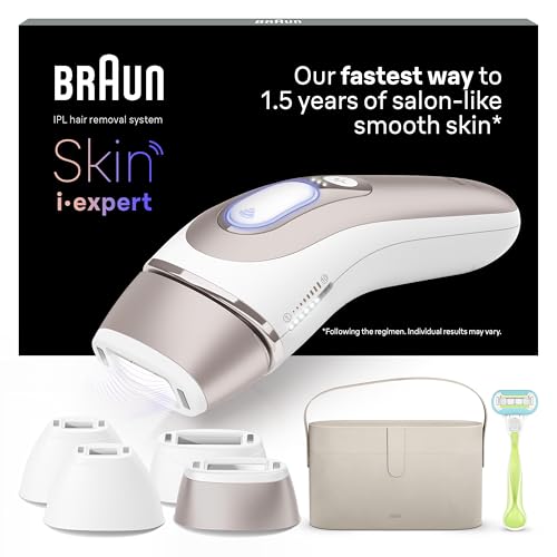 Braun Smart IPL 7 Skin i·expert, Gratis App, Haarentfernungsgerät Damen, sichtbare Haarentfernung, Designed In Germany, 4 Aufsätze, Venus Rasierer, Alternative zu Laser Haarentfernung, PL7387