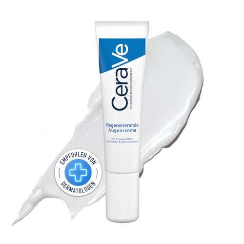 CeraVe Regenerierende Augencreme gegen Augenringe und Schwellungen, Augenpflege für normale bis trockene Haut, Mit Hyaluron und 3 essenziellen Ceramiden, 14 ml