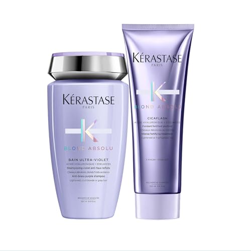 Kérastase | Haarspülung für trockenes und blondiertes Haar & Kérastase Anti-Gelbstich Shampoo für strapaziertes und ausgeblichenes Haar, Haarbad mit Hyaluronsäure