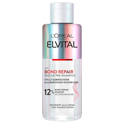 L'Oréal Paris Elvital Bond Repair Rescue Pre-Shampoo, pflegende Aufbaukur zur Haarreparatur, gegen Haarschäden, für weniger Haarbruch und mehr Glanz, mit Bond-Repair-Komplex und Zitronensäure, 200ml