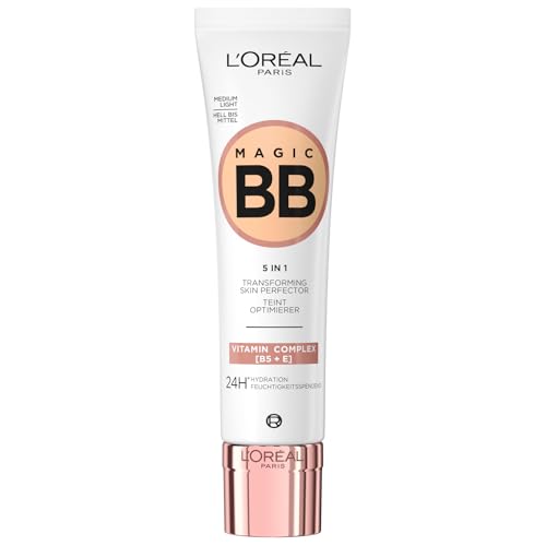 L'Oréal Paris Getönte Tagescreme, Für 24h Feuchtigkeit und einen ebenmäßigen Teint, Magic BB Teint Optimierer, Nr. 03 Medium Light (Mittel Hell), 1 x 30 ml