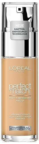 L'Oréal Paris Make up, Flüssige Foundation mit Hyaluron und Aloe Vera, Perfect Match Make-Up, Nr. 5.D/5.W Golden Sand, 30 ml