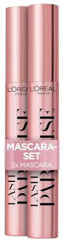 L'Oréal Paris Mascara im Doppelpack, Schwarze Wimperntusche für Länge und Volumen, Lash Paradise, Schwarz, 2 x 6 ml