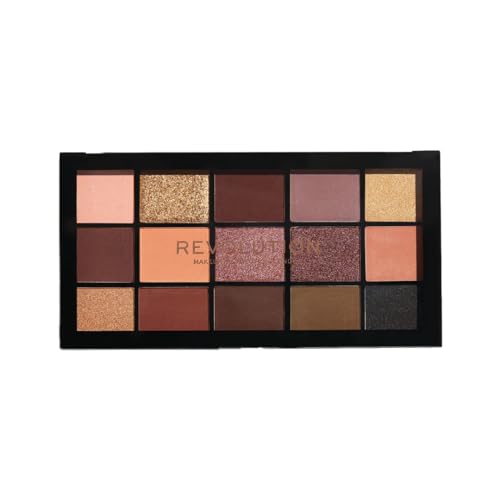 Makeup Revolution, Reloaded Lidschattenpalette, Valvet Rose, 15 Farbtöne, 16.5g