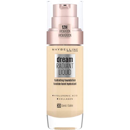 Maybelline New York Make Up, Dream Radiant Liquid Make-Up, Flüssige Foundation, Nr. 30 Sand, 30 ml