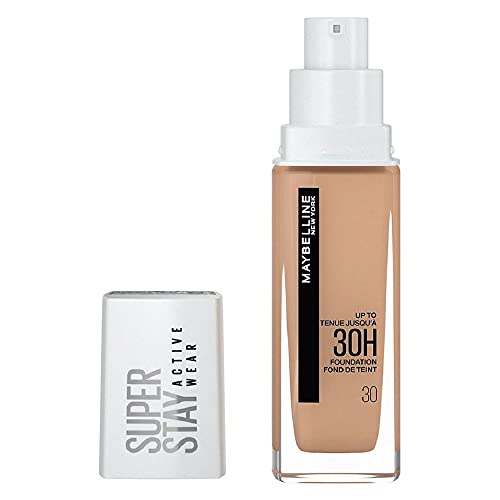 Maybelline New York Wasserfestes Make up, Foundation mit hoher Deckkraft, Langanhaltendes Gesichts-Make-up, Super Stay Active Wear, Farbe: Nr. 30 Sand (Hell) 1 x 30 ml