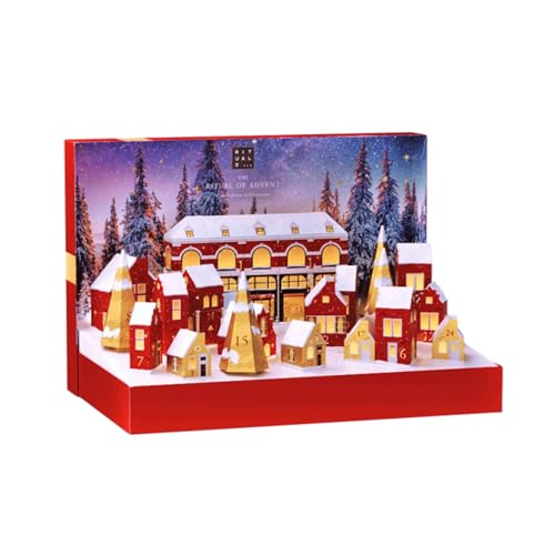 RITUALS Adventskalender The Ritual of Advent Premium 2023 – 24 Geschenke für Frauen und Männer – luxuriöse Wellbeing-Produkte – Adventskalender in Form eines Weihnachtsdorfes