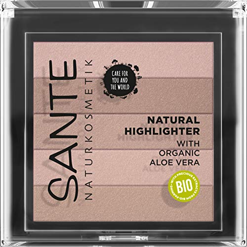 SANTE Naturkosmetik Natural Highlighter 01 Nude, Bronzer, mit lichtrefkletierenden Schimmerpigmenten für strahlende Highlights, natürlicher Glow, mit wertvolle Bio-Extrakten & Macadamiaöl, Vegan, 7g