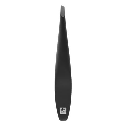 ZWILLING Pinzette (Schräge Spitze, Entfernen von Augenbrauenhaaren und Splittern, Erweiterte Griffbreite, Hypoallergen), Premium, Schwarz, 100 mm