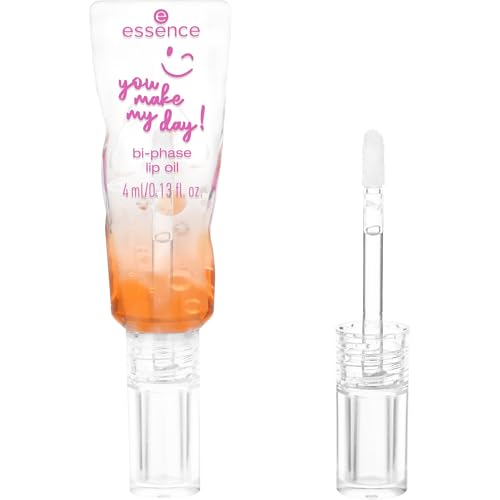 essence you make my day! bi-phase lip oil, Lipgloss, Nr. 01, Transparent, pflegend, glänzend, strahlend frisch, vegan, ohne Parabene, ohne Mikroplastikpartikel, Nanopartikel frei, 1er Pack (4ml)