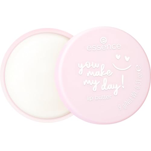 essence YOU MAKE MY DAY! lip butter, Lippenbalsam, Nr. 01, Transparent, feuchtigkeitsspendend, glättend, vegan, ohne Konservierungsstoffe, ohne Parabene, ohne Mikroplastikpartikel, 1er Pack (9g)