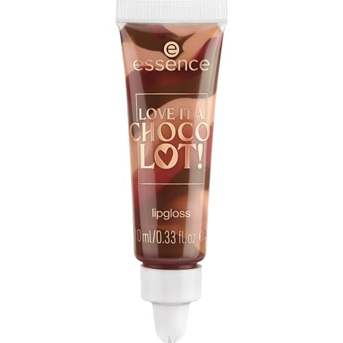 essence LOVE IT A CHOCO' LOT! lipgloss, Nr. 01, Braun, glänzend, vegan, ohne Parabene, ohne Mikroplastikpartikel, Nanopartikel frei, 1er Pack (10ml)